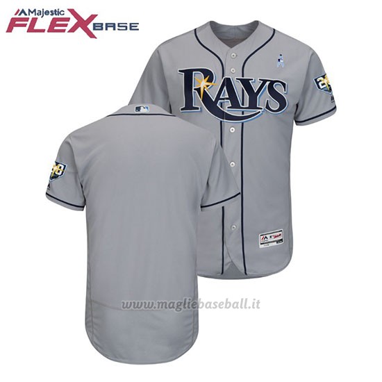 Maglia Baseball Uomo Tampa Bay Rays Grigio 2018 Dia del Padre Flex Base